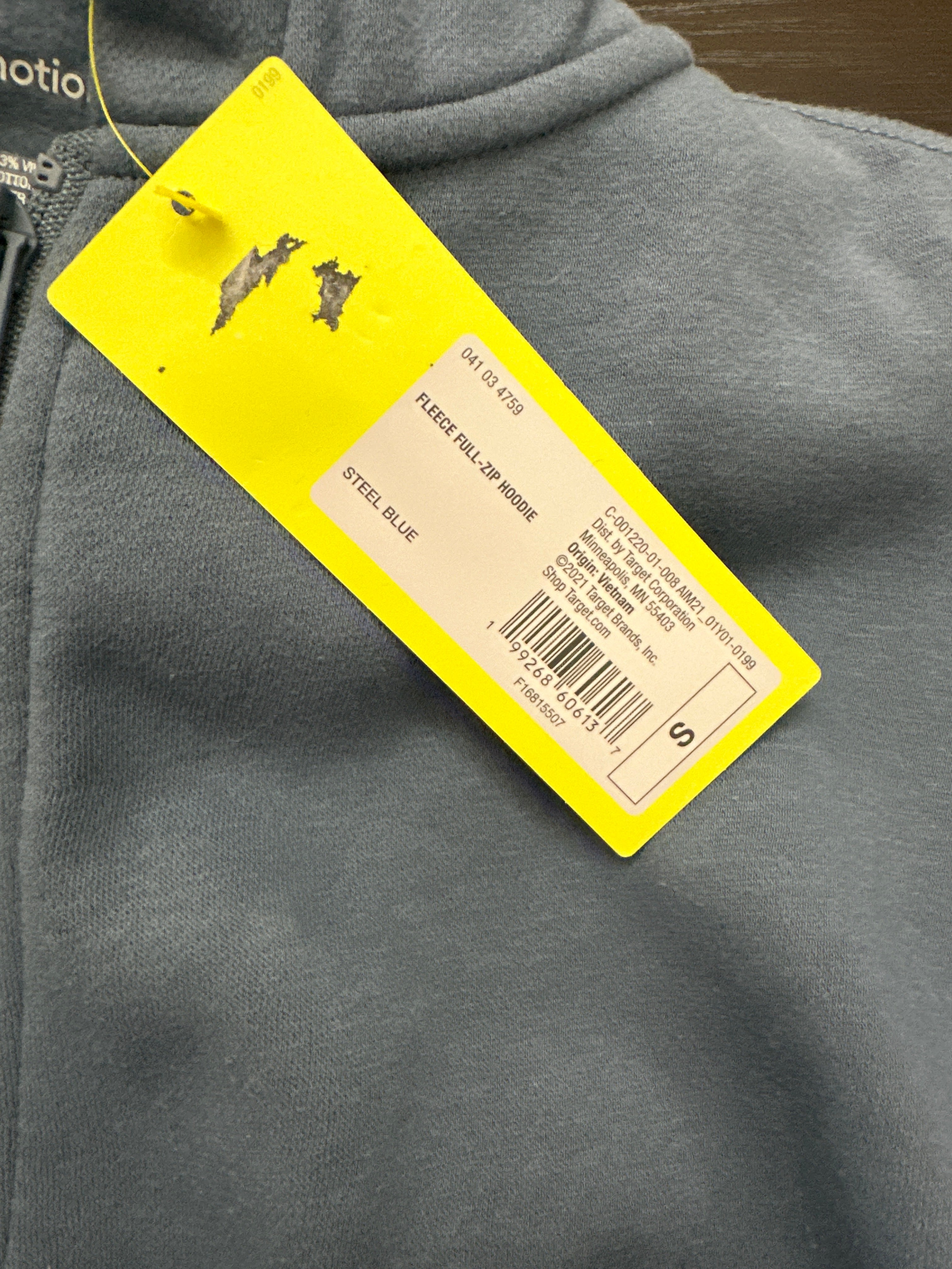 All in Motion Men’s Full-Zip Hoodie – Steel Blue Fleece Sweatshirt