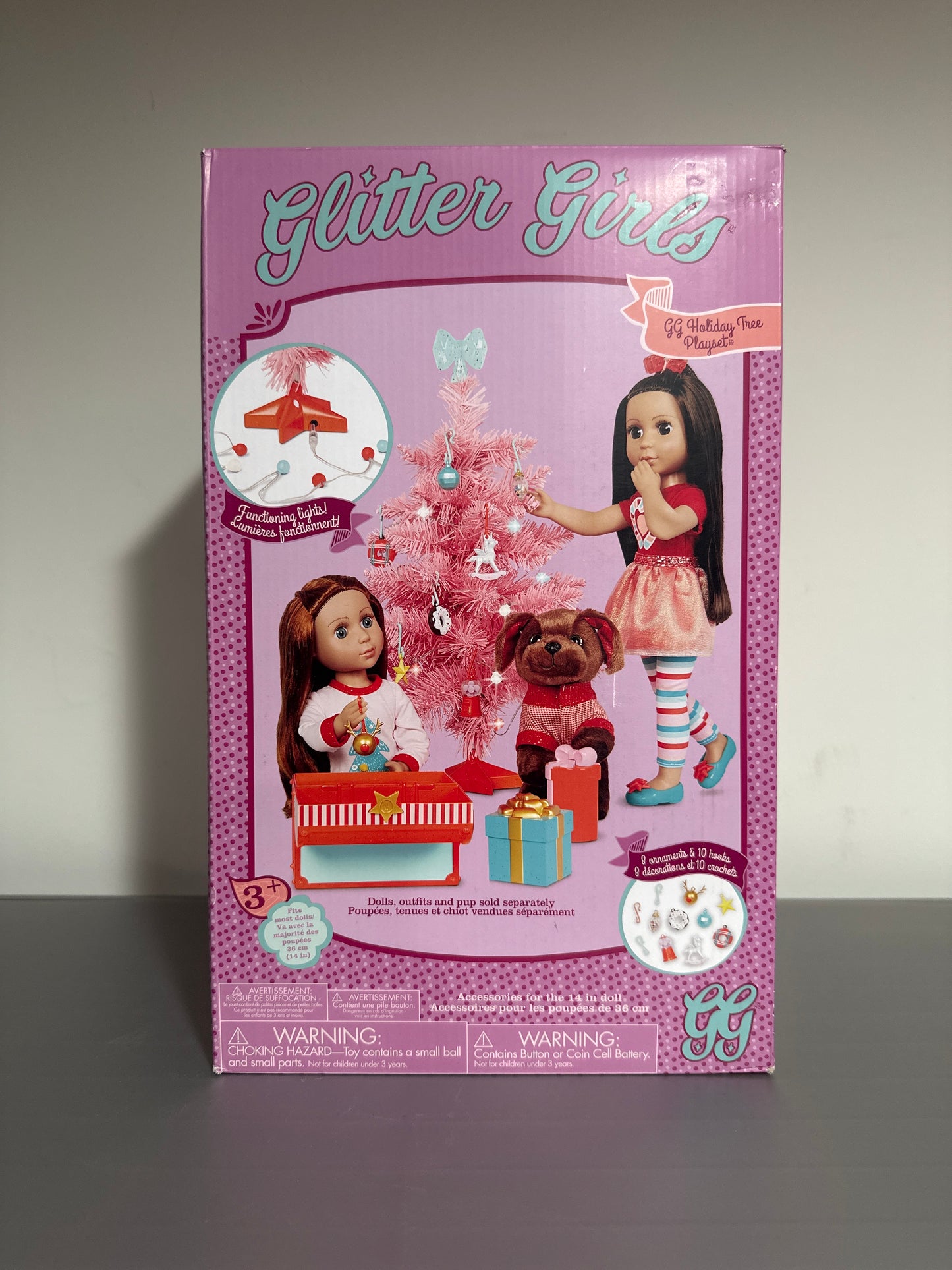 Glitter Girls GG Holiday Tree Playset for 14 Inch Dolls w/ Lights & Ornaments