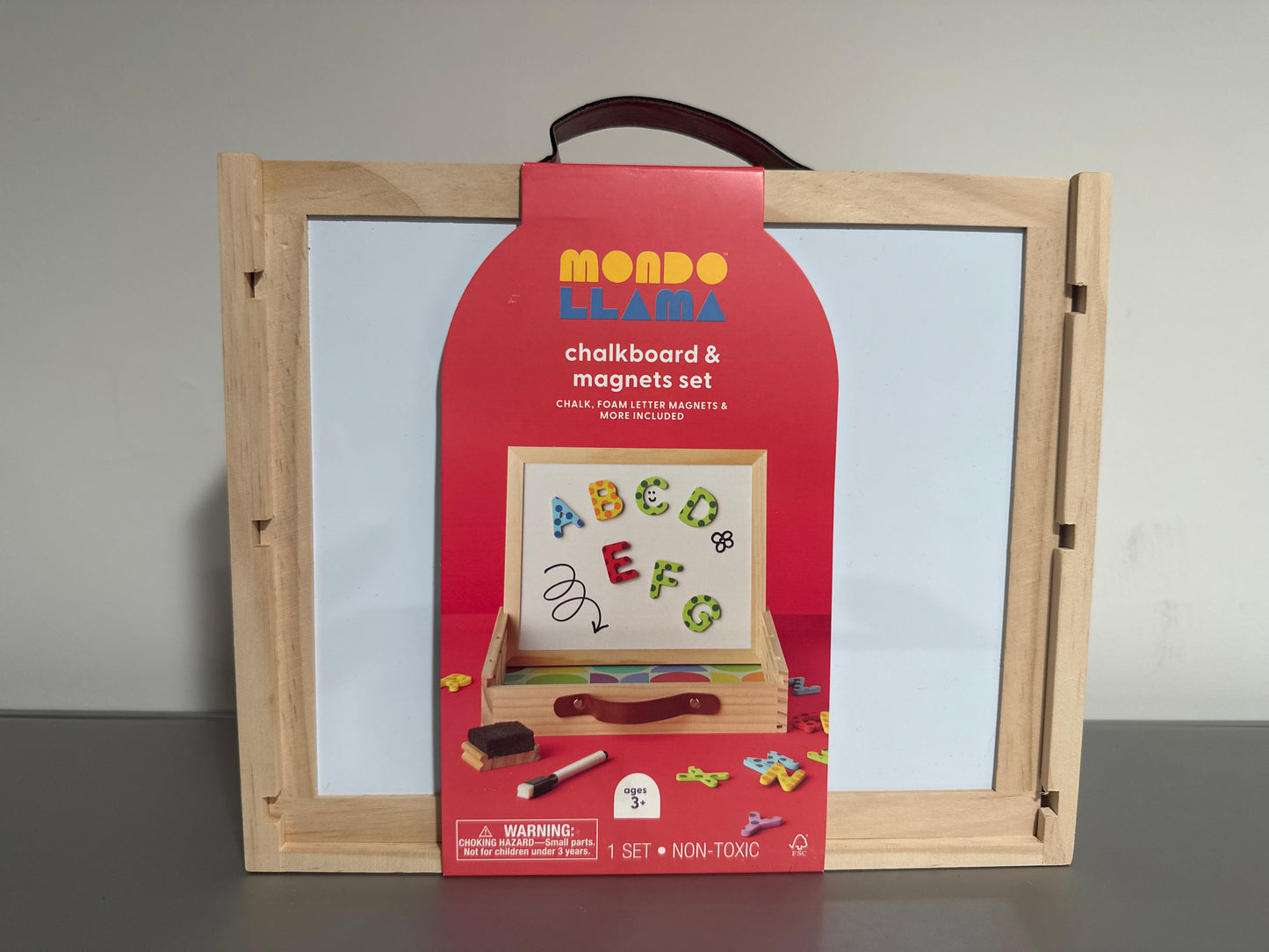 Mondo Llama Chalkboard & Magnets Set Wooden Kids Learning Toy Alphabet