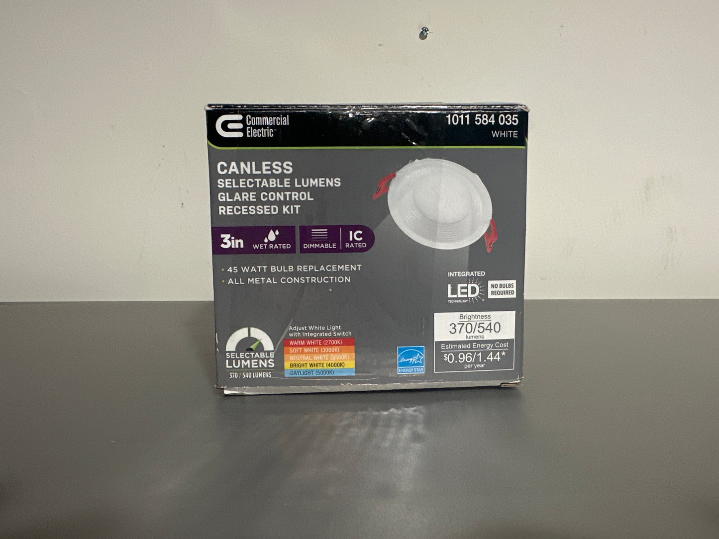 Commercial Electric 3" Canless LED Recessed Light – Selectable Lumens, Dimmable, Wet Rated