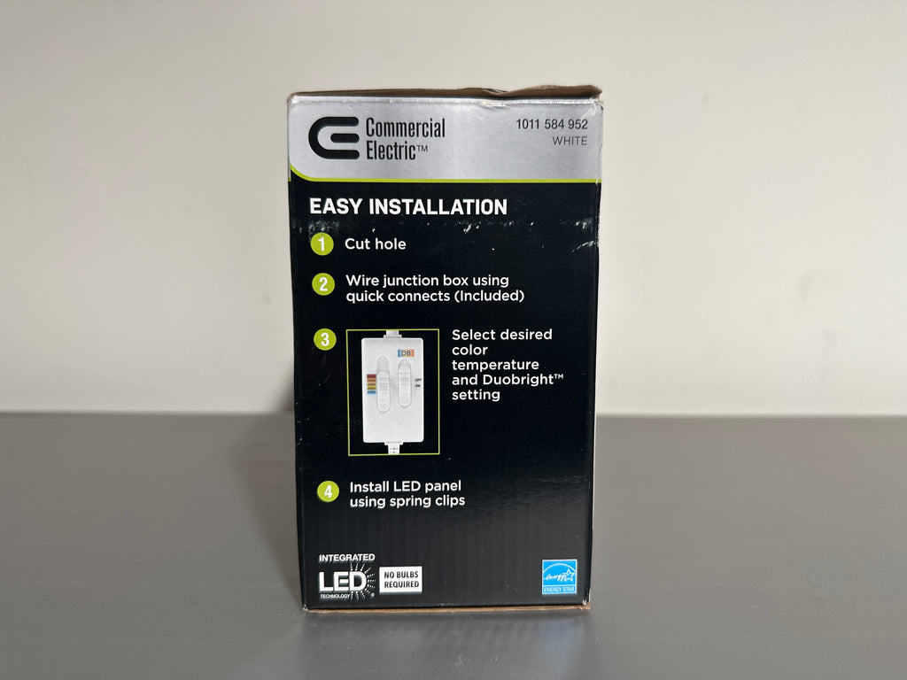 Commercial Electric 4in LED Canless Recessed Light Selectable Lumens White