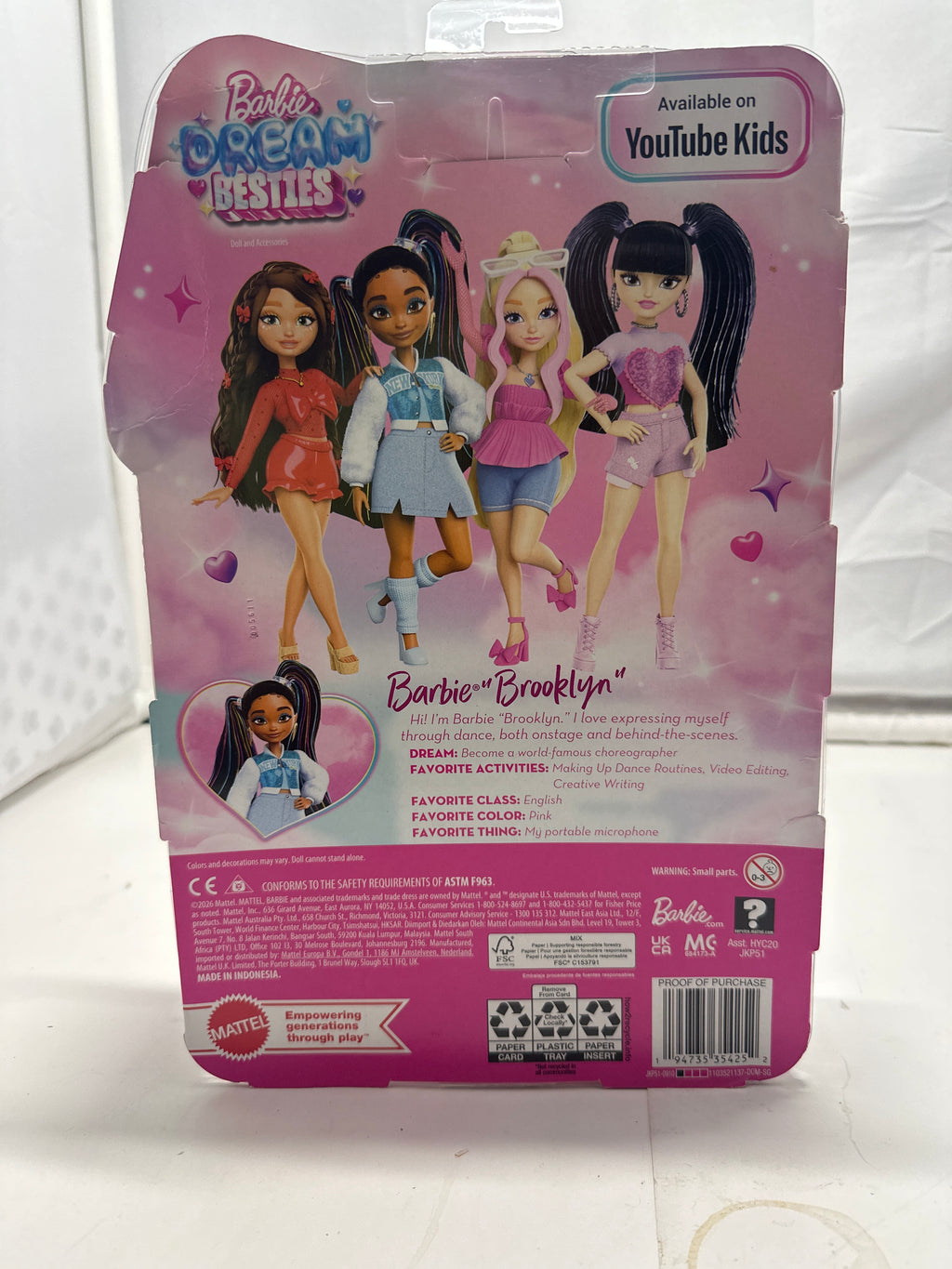 Barbie Dream Besties Brooklyn doll with dance accessories, new