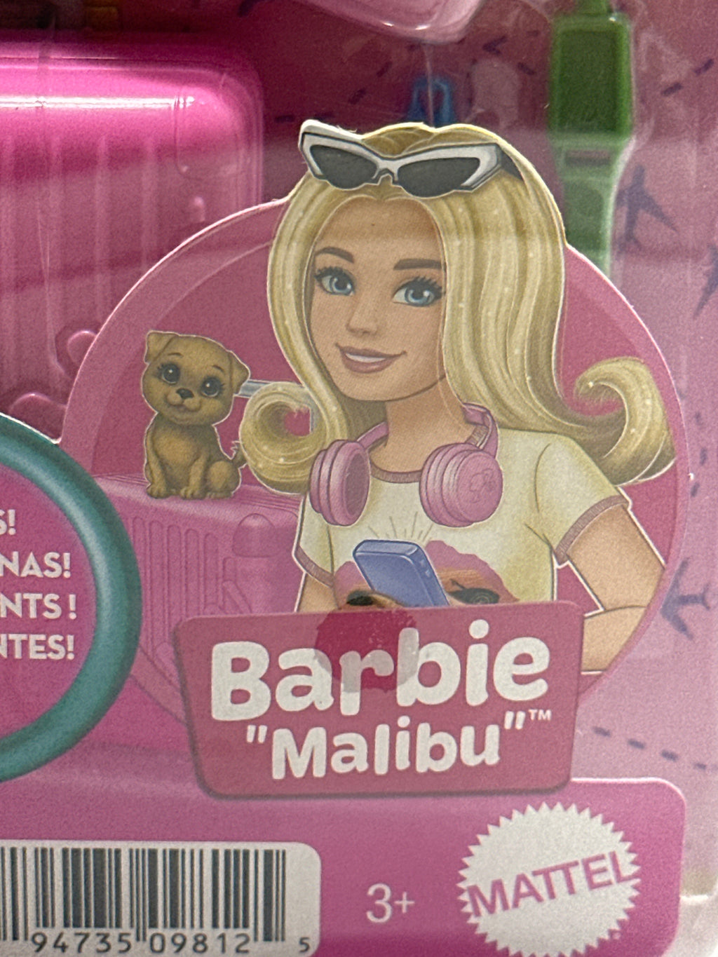 Barbie Family and Friends Malibu Travel Doll with puppy and accessories, new