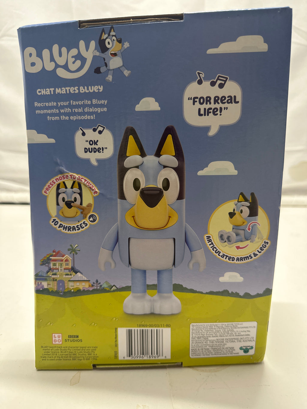 Bluey Chat Mates talking Bluey figure in damaged original packaging
