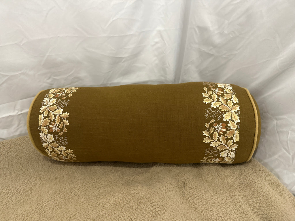 Embroidered Bolster Throw Pillow