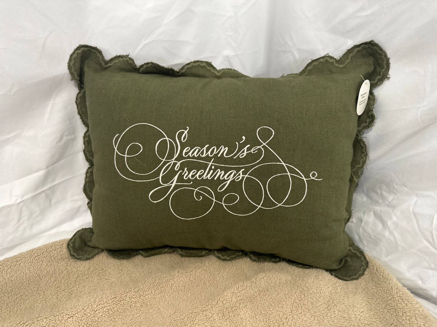 Threshold™ Season’s Greetings Ruffle-Edge Decorative Throw Pillow