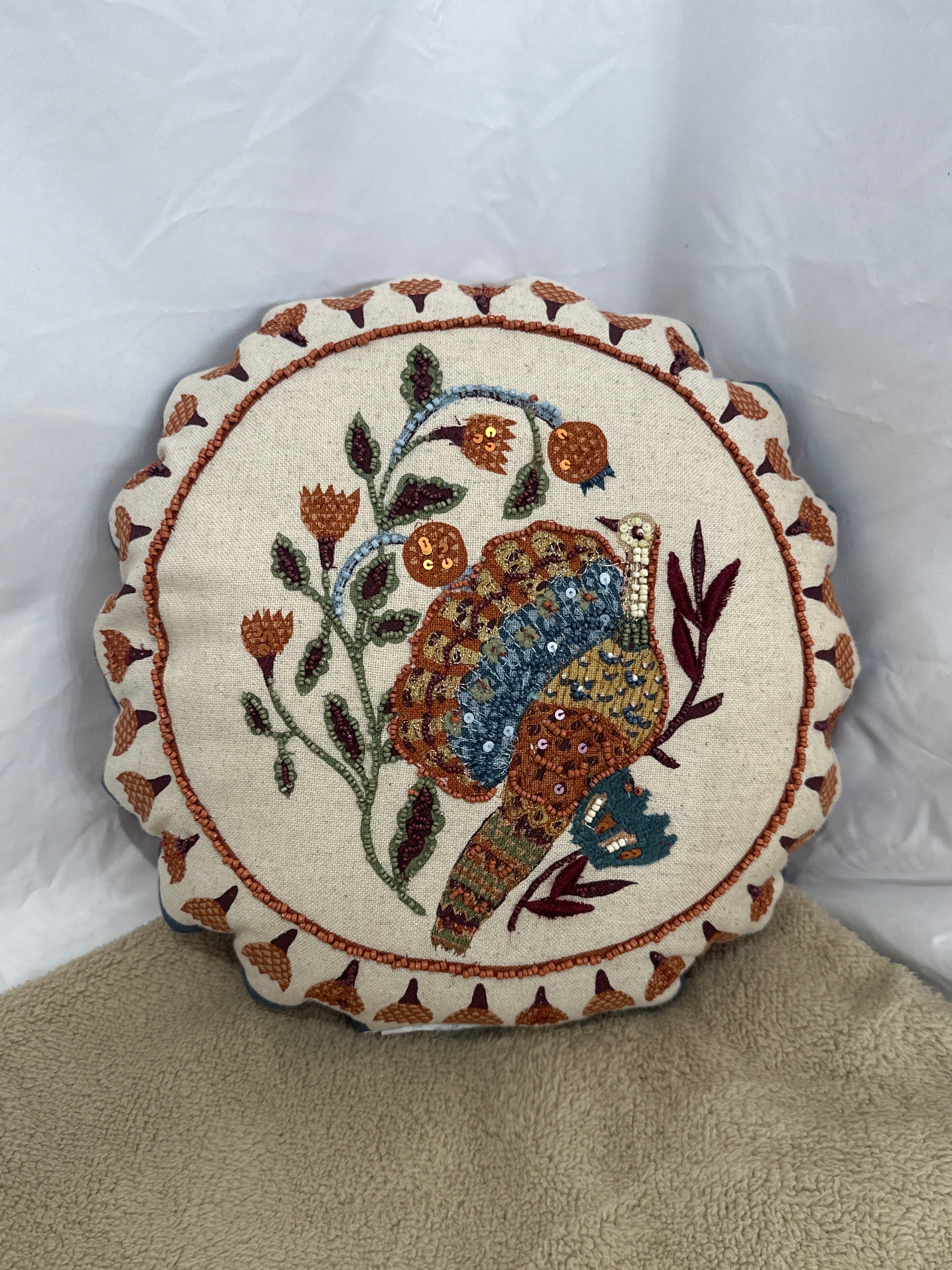 Threshold Handcrafted Embroidered Bird Decorative Toss Pillow