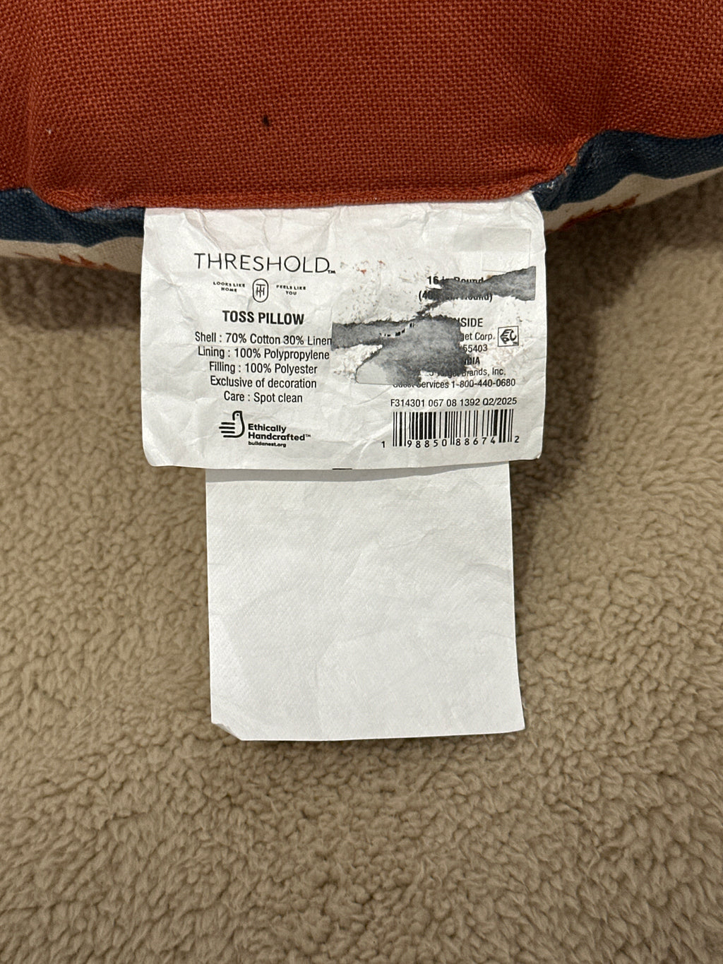 Threshold Handcrafted Embroidered Bird Decorative Toss Pillow