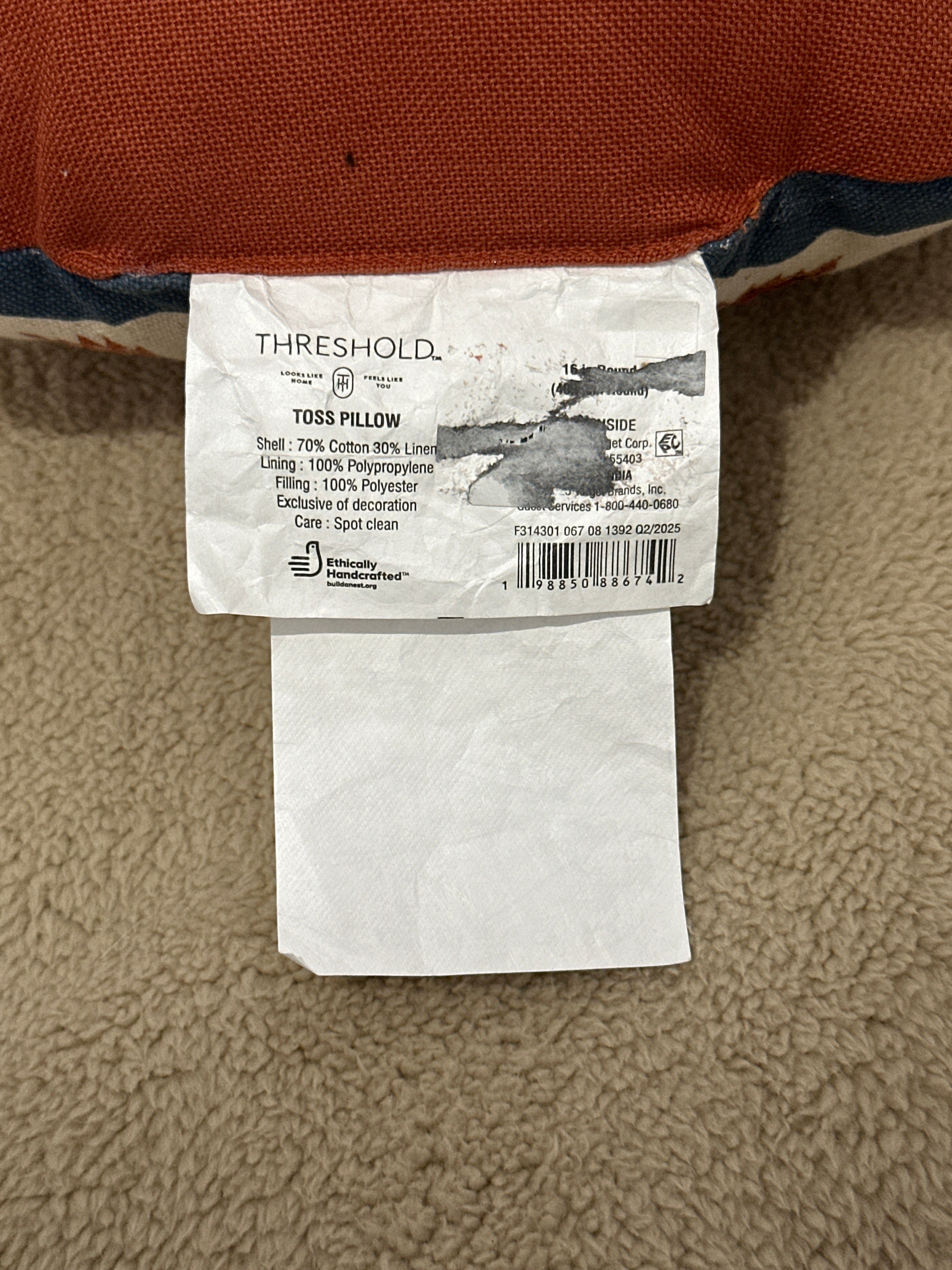 Threshold Handcrafted Embroidered Bird Decorative Toss Pillow