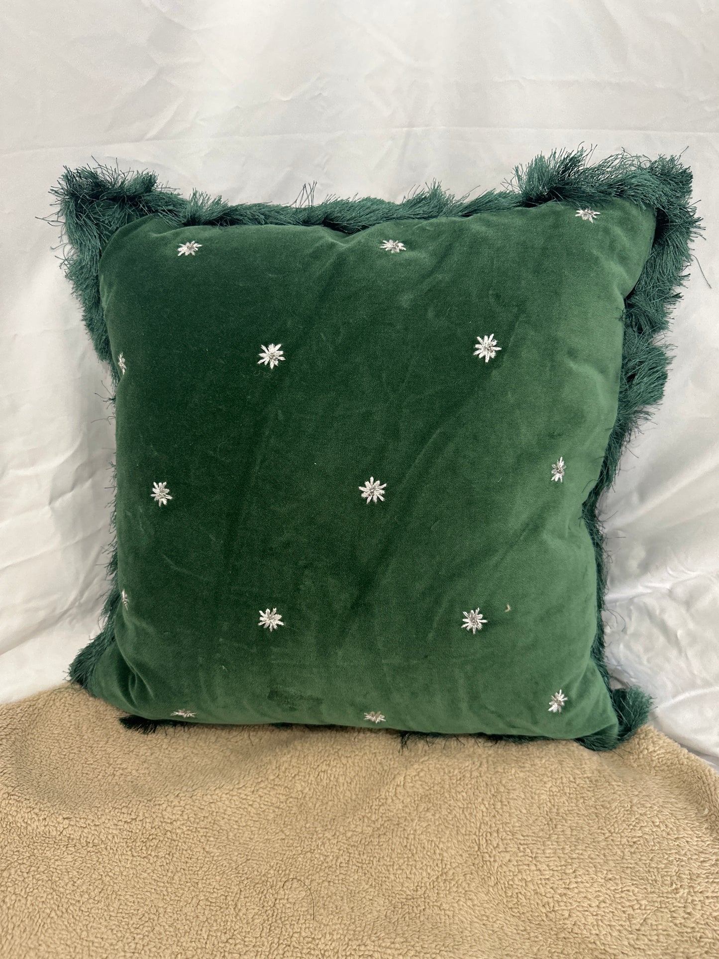 Threshold™ Embroidered Velvet Fringe Decorative Throw Pillow