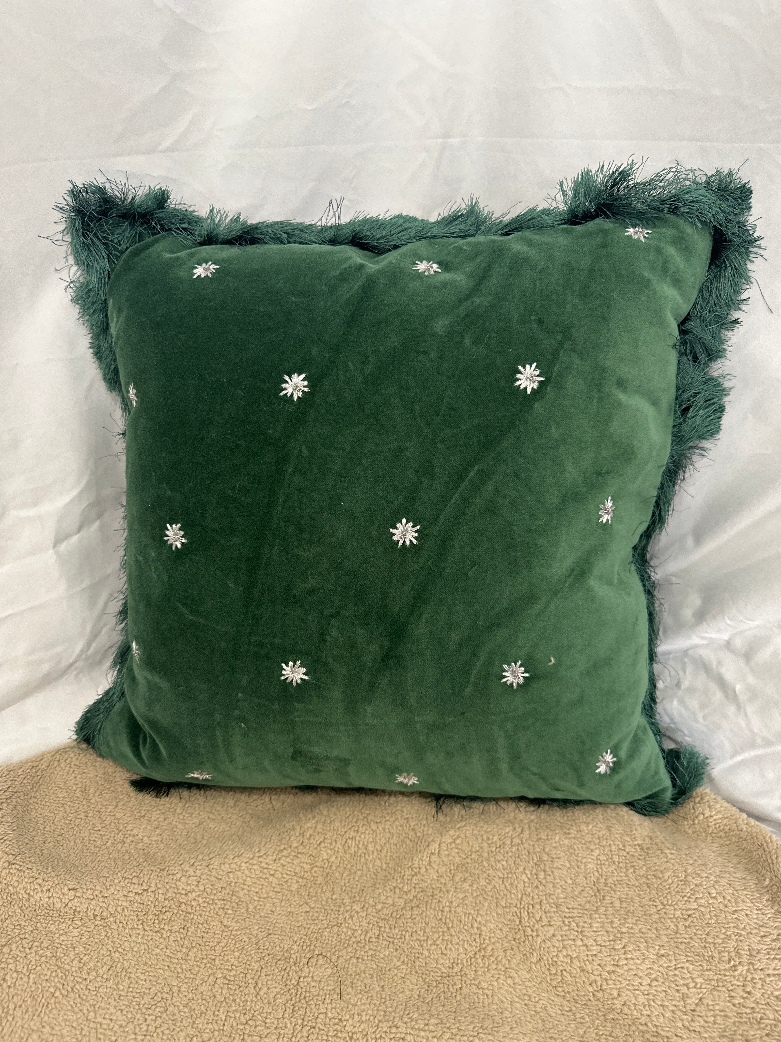 Threshold™ Embroidered Velvet Fringe Decorative Throw Pillow
