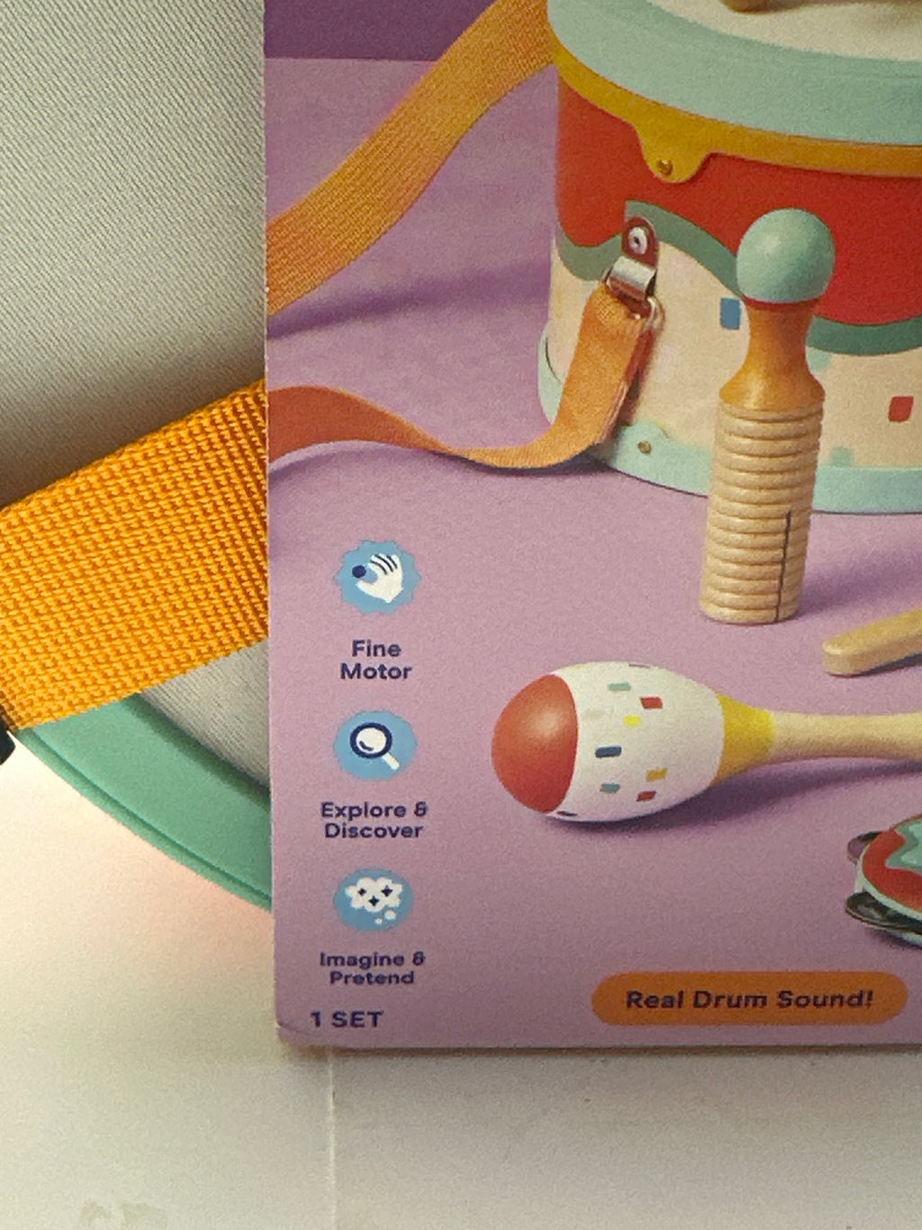Gigglescape 7 Piece Toddler Musical Instrument Set Drum Tambourine