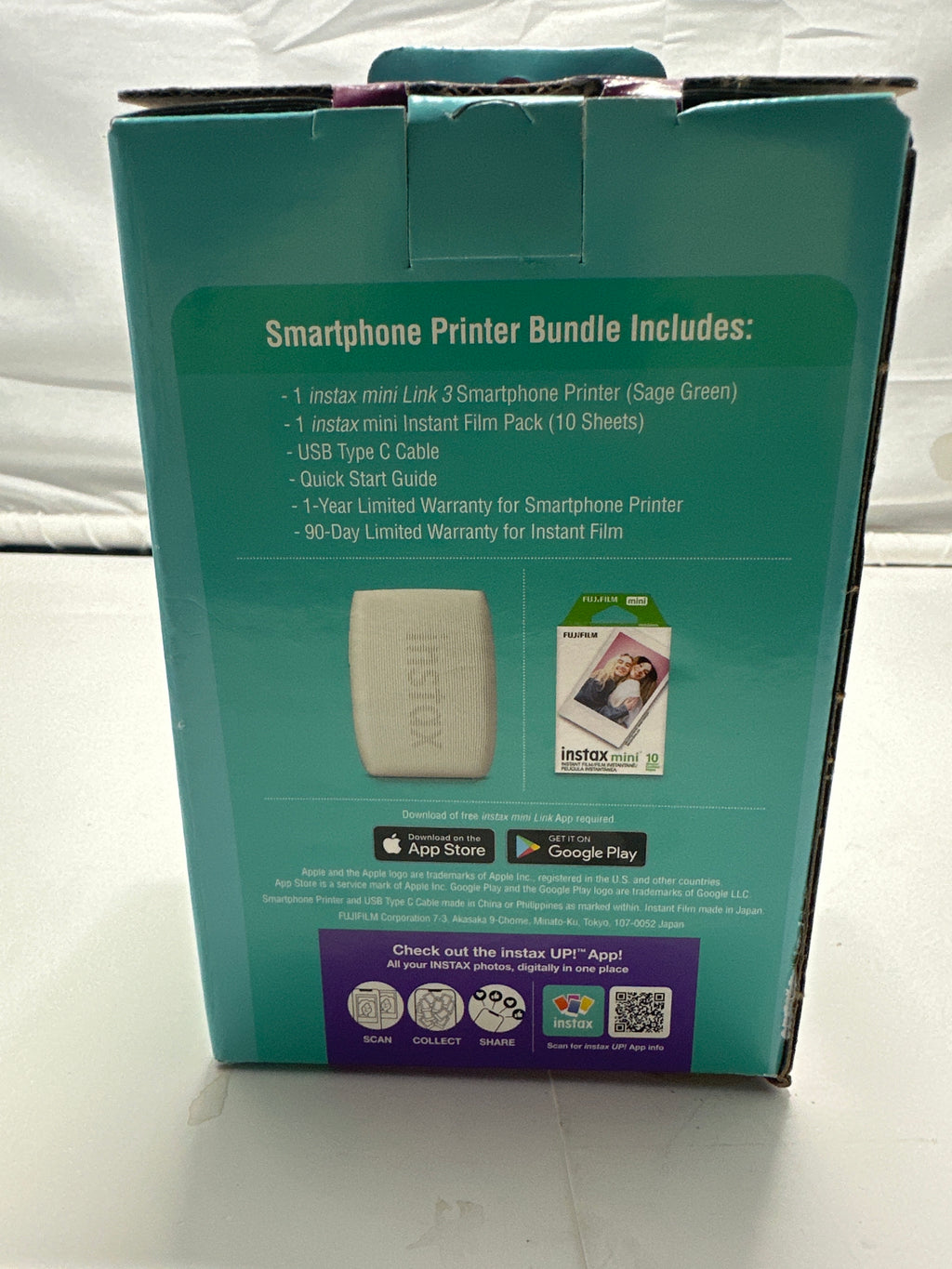 Fujifilm Instax Mini Link 3 Sage Green Smartphone Printer Bundle
