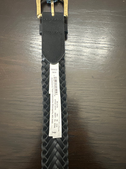 Universal Thread™ Braided Faux Leather Belt – Black with Brass-Tone Buckle