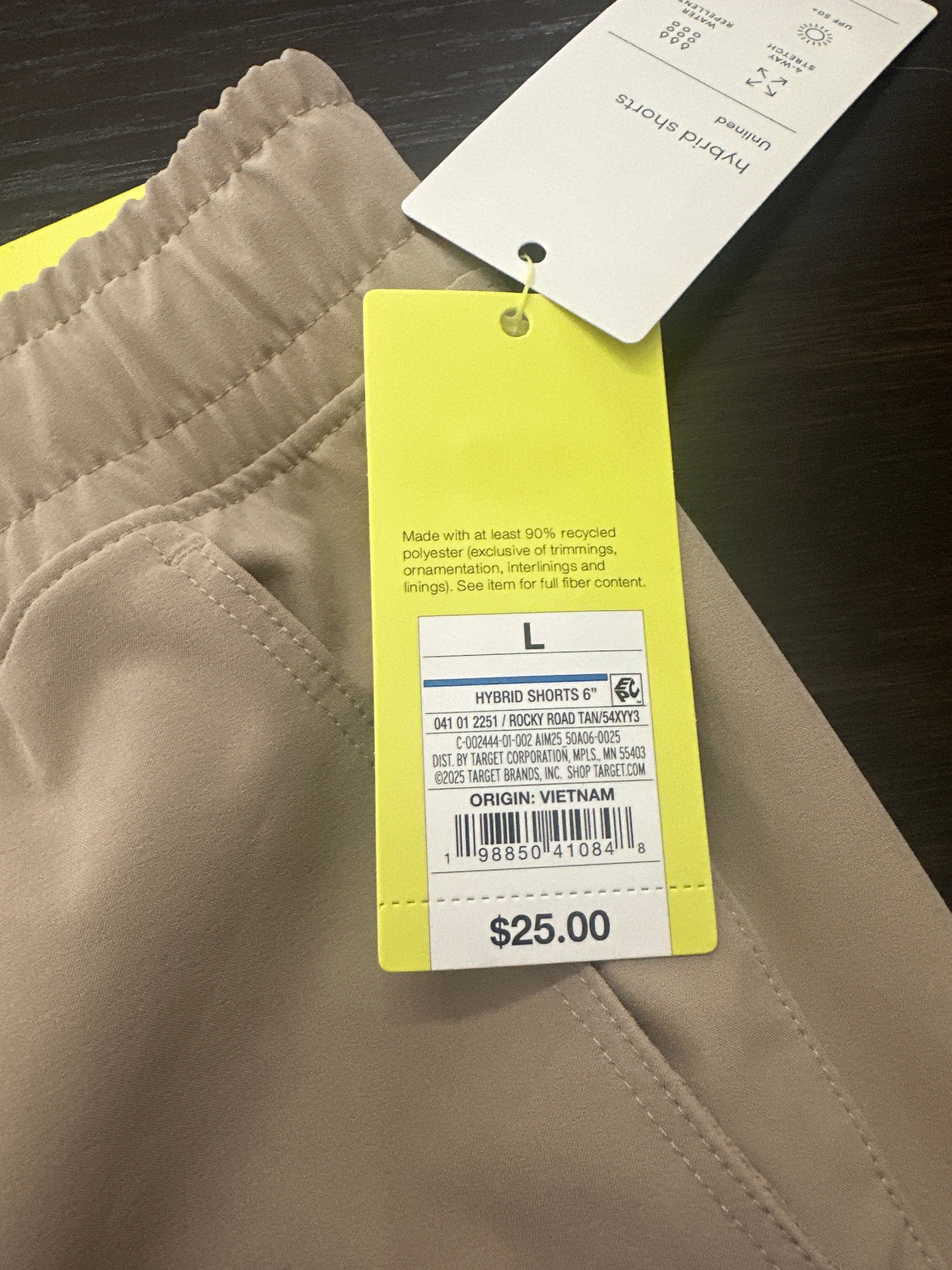 All In Motion Men's Hybrid Shorts 6" Rocky Road Tan