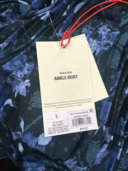 Woolrich Women's Pleated Ankle Skirt Floral Blue Black Midi Skirt
