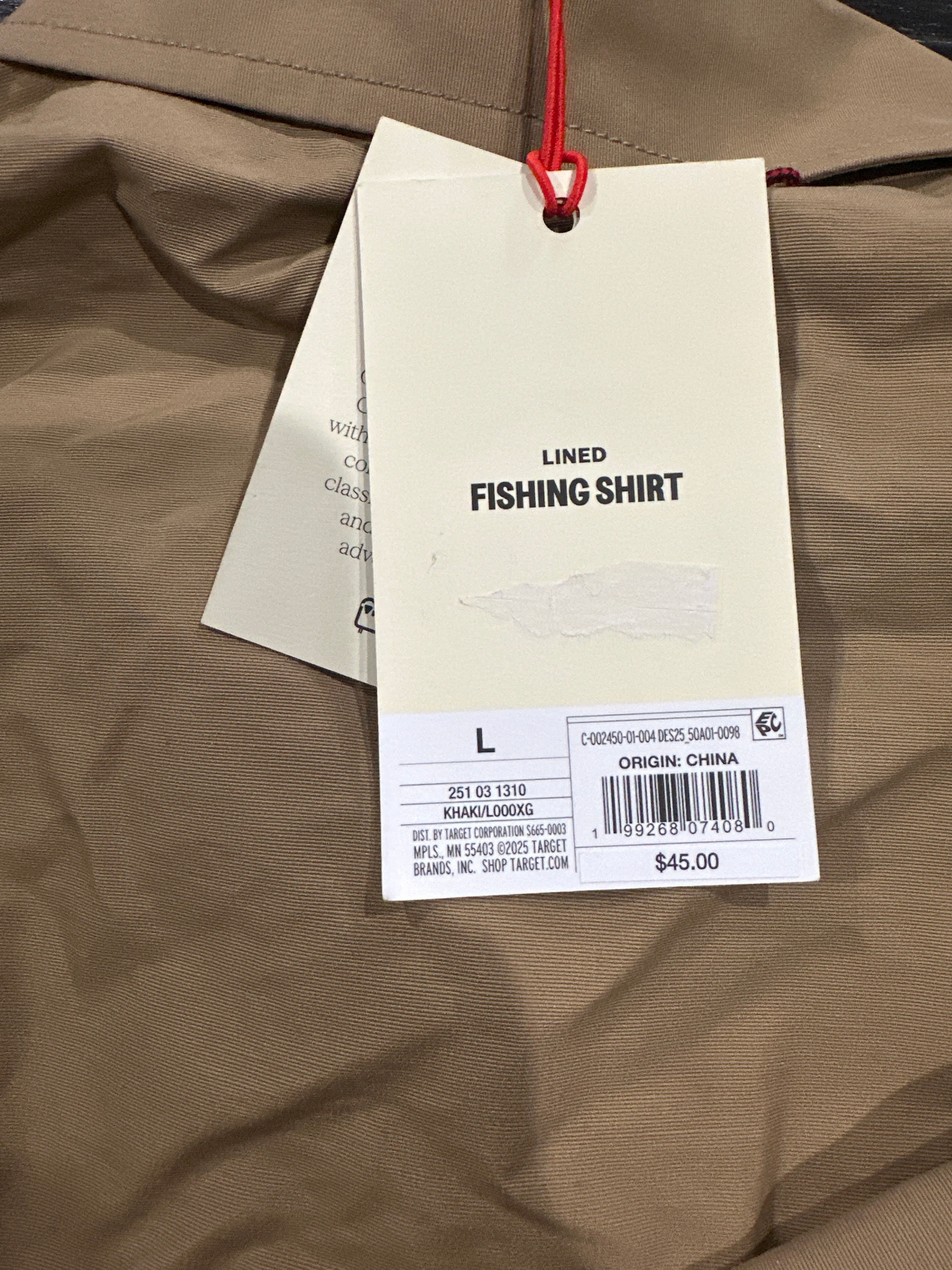 Woolrich Men's Khaki Lined Fishing Shirt Button Up Long Sleeve