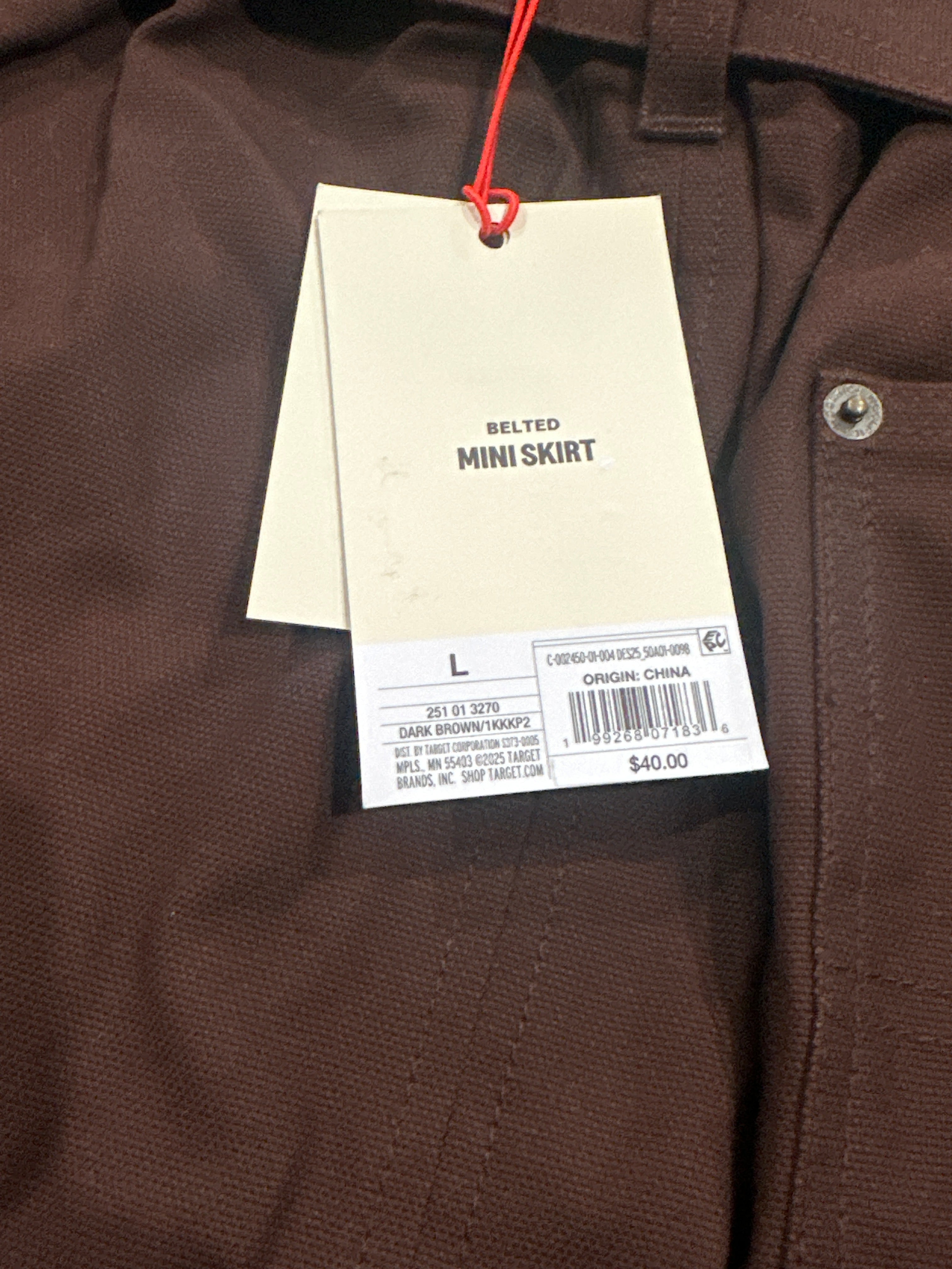 Woolrich Womens Dark Brown Belted Mini Skirt Casual Utility Style
