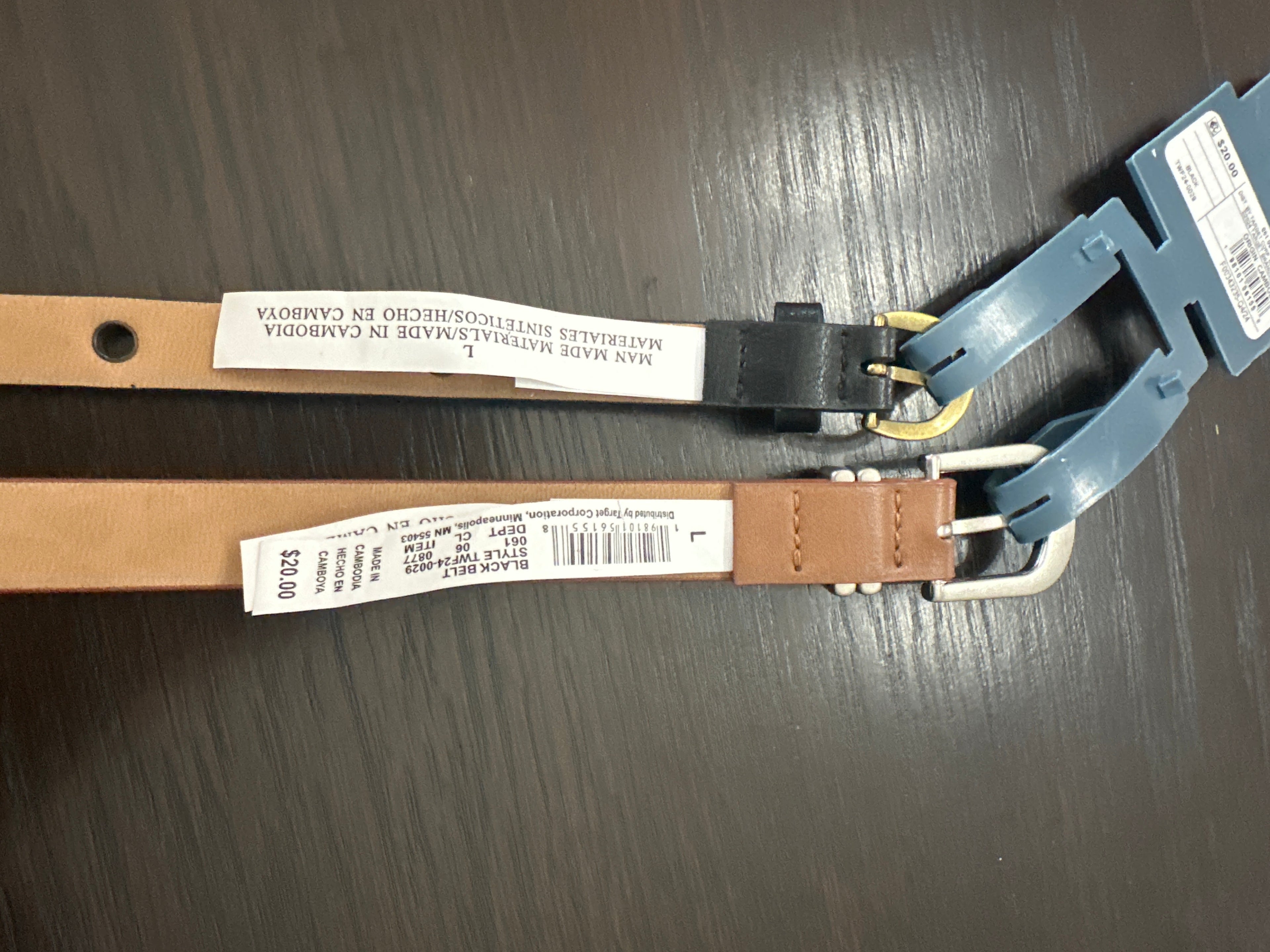 Universal Thread Women’s Skinny Belt 2-Pack – Black & Brown Faux Leather