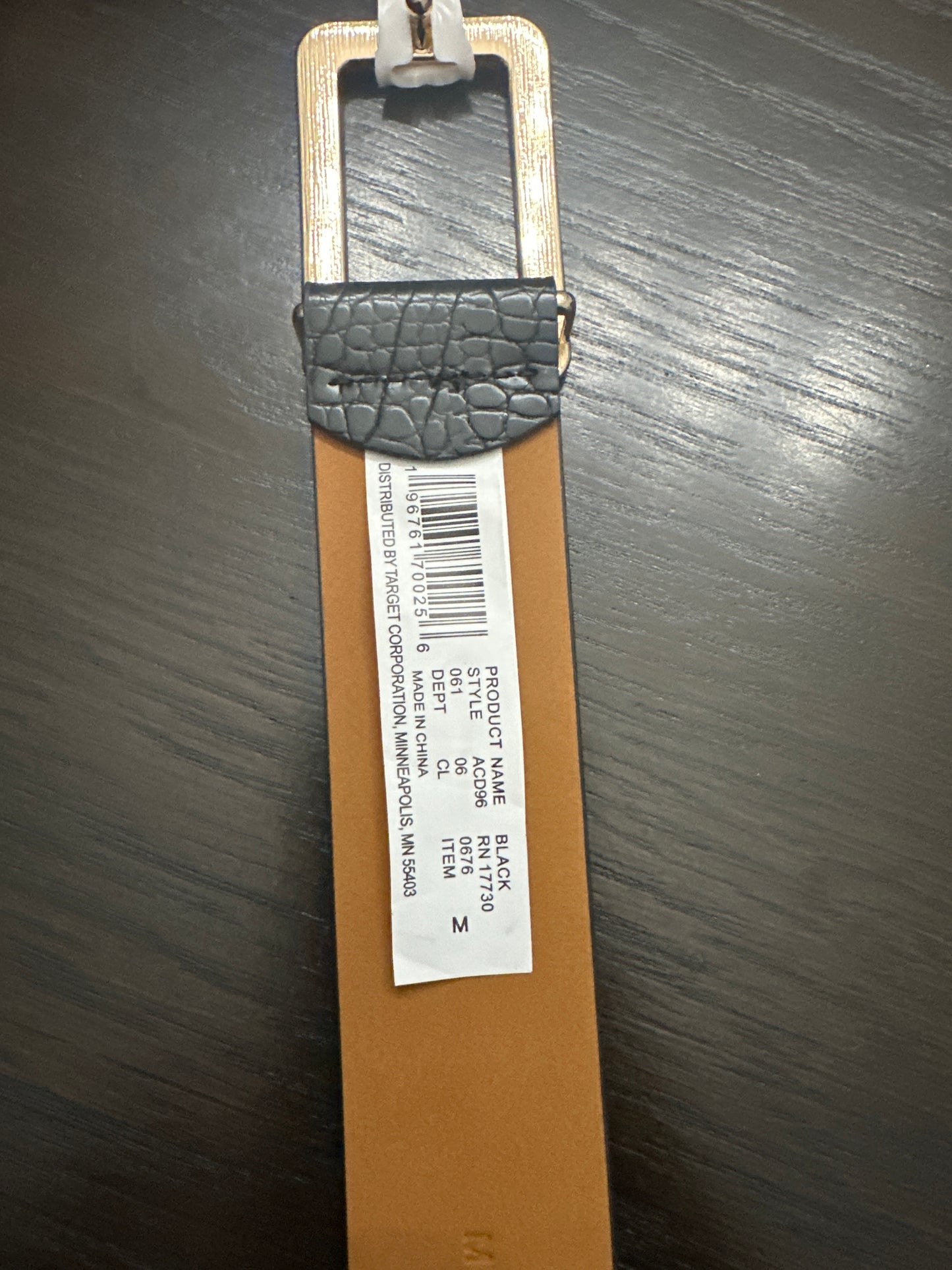 A New Day™ Croc-Embossed Faux Leather Belt – Black with Gold-Tone Buckle