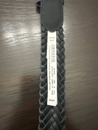 Universal Thread™ Braided Faux Leather Belt – Black with Brass-Tone Buckle