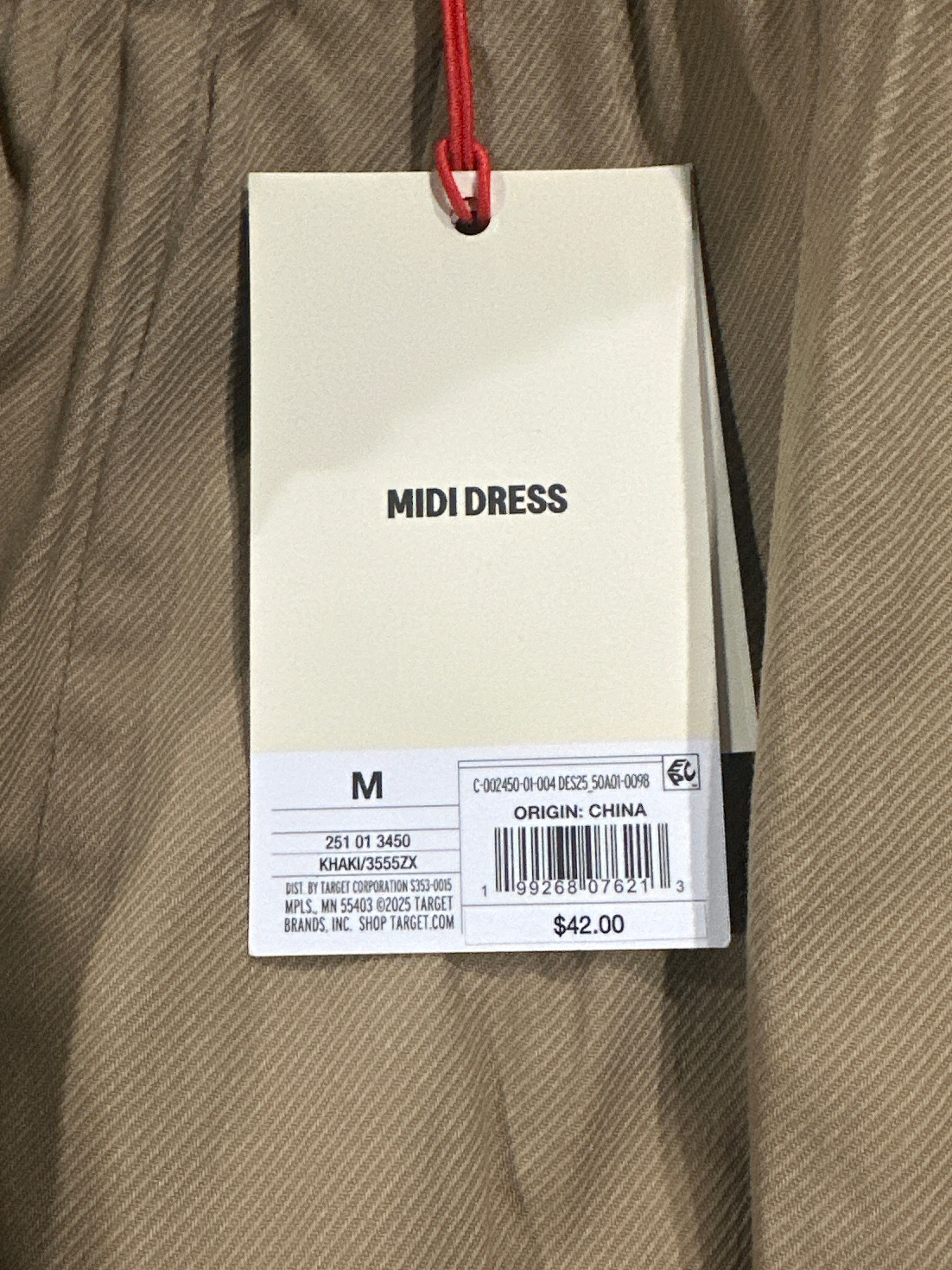 Woolrich Women's Khaki Midi Dress Utility Cargo Pocket Sleeveless