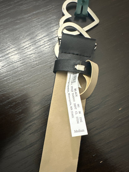 Wild Fable™ Double Heart Buckle Belt – Black Faux Leather (Silver Hardware)