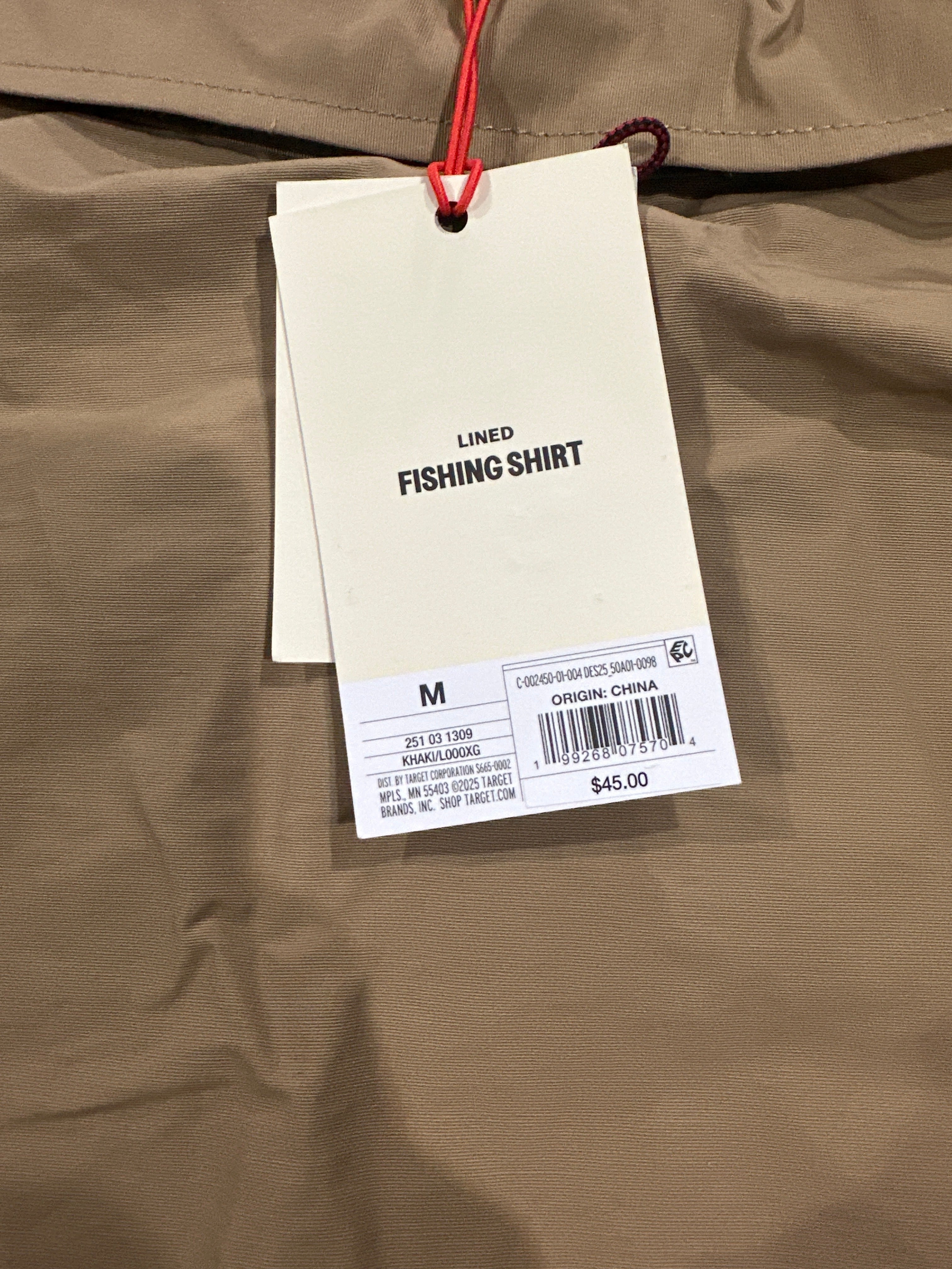 Woolrich Men's Khaki Lined Fishing Shirt Button Up Long Sleeve