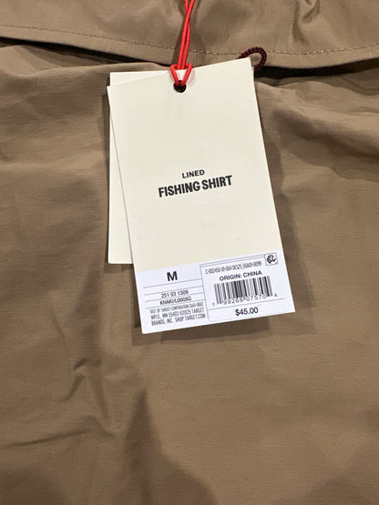 Woolrich Men's Khaki Lined Fishing Shirt Button Up Long Sleeve