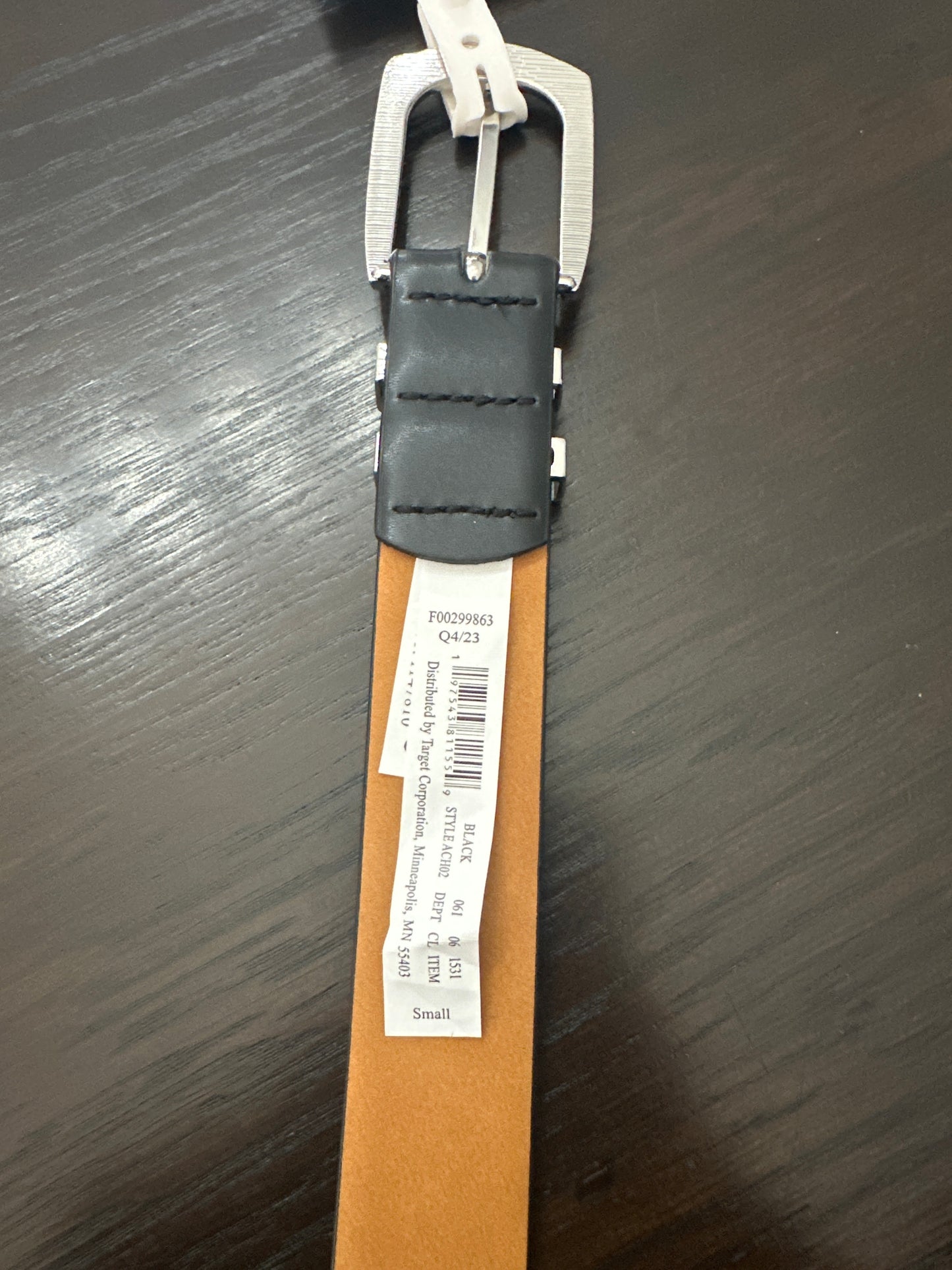 A New Day™ Faux Leather Belt with Polished Silver Buckle