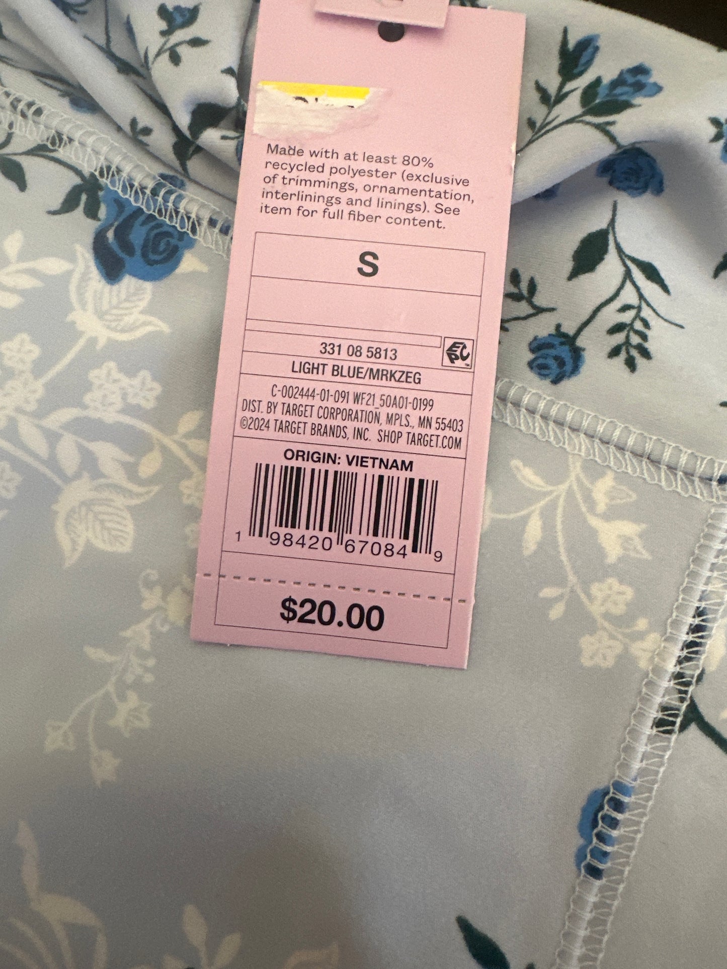 Wild Fable Women Floral Lace Trim Cami Romper Light Blue Roses