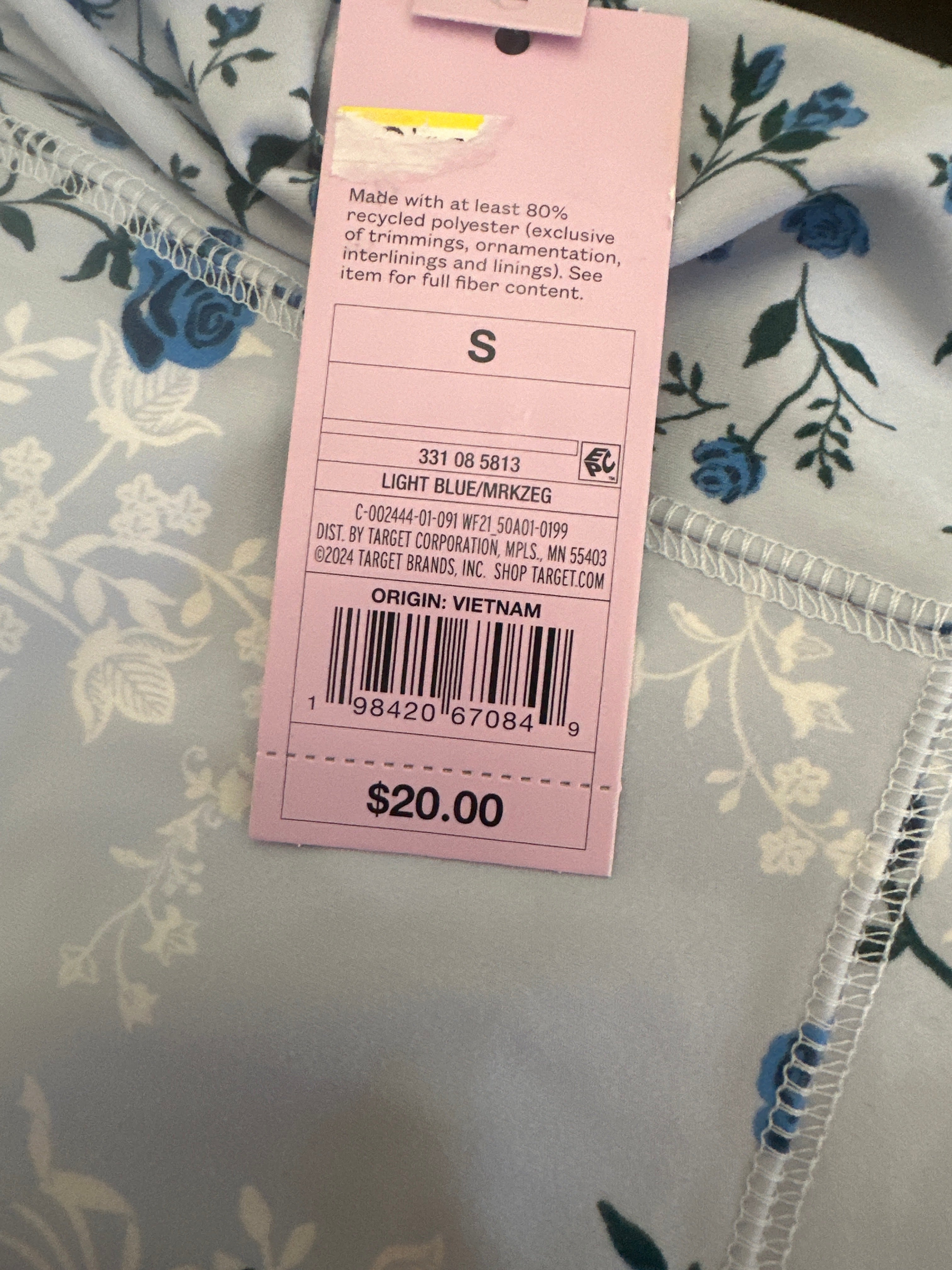Wild Fable Women Floral Lace Trim Cami Romper Light Blue Roses