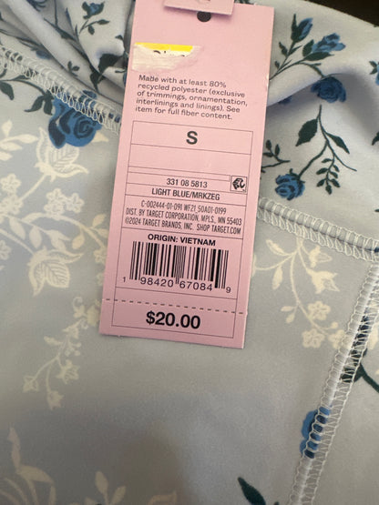 Wild Fable Women Floral Lace Trim Cami Romper Light Blue Roses