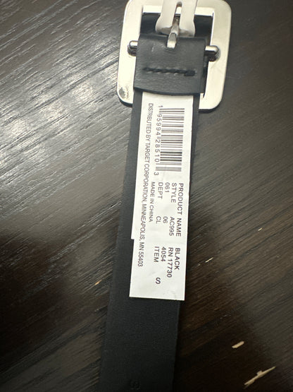 A New Day™ Black Faux Leather Belt with Silver Buckle