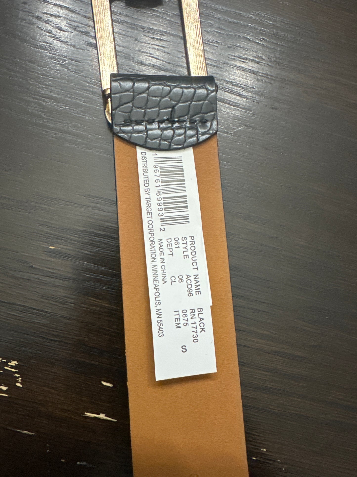 A New Day™ Croc-Embossed Faux Leather Belt – Black with Gold-Tone Buckle