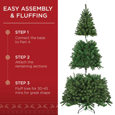 Premium Artificial Spruce Christmas Tree w/ Foldable Metal Base-6ft