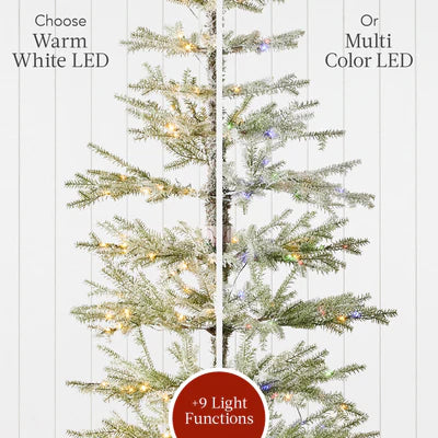 Pre-Lit Sparse Flocked Christmas Tree w/ 2-in-1 LEDs, Cordless Connection-9Ft -M