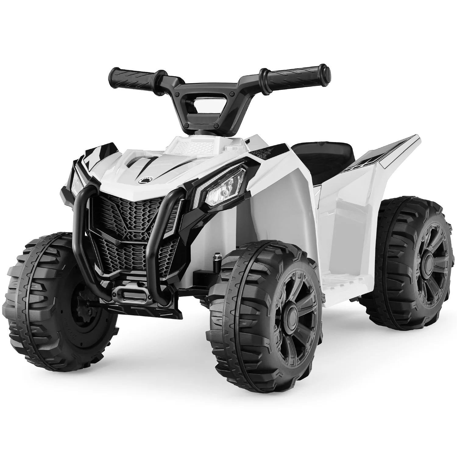 6V Kids Ride-On 4-Wheeler Quad ATV Car w/ 1.8mph Max Speed, Treaded Tires (White)