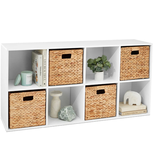 8-Cube Bookshelf, 11in Storage Display w/ Removable Panels, Customizable (White)