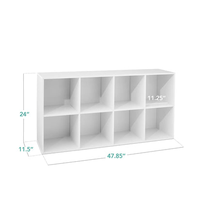 8-Cube Bookshelf, 11in Storage Display w/ Removable Panels, Customizable (White)