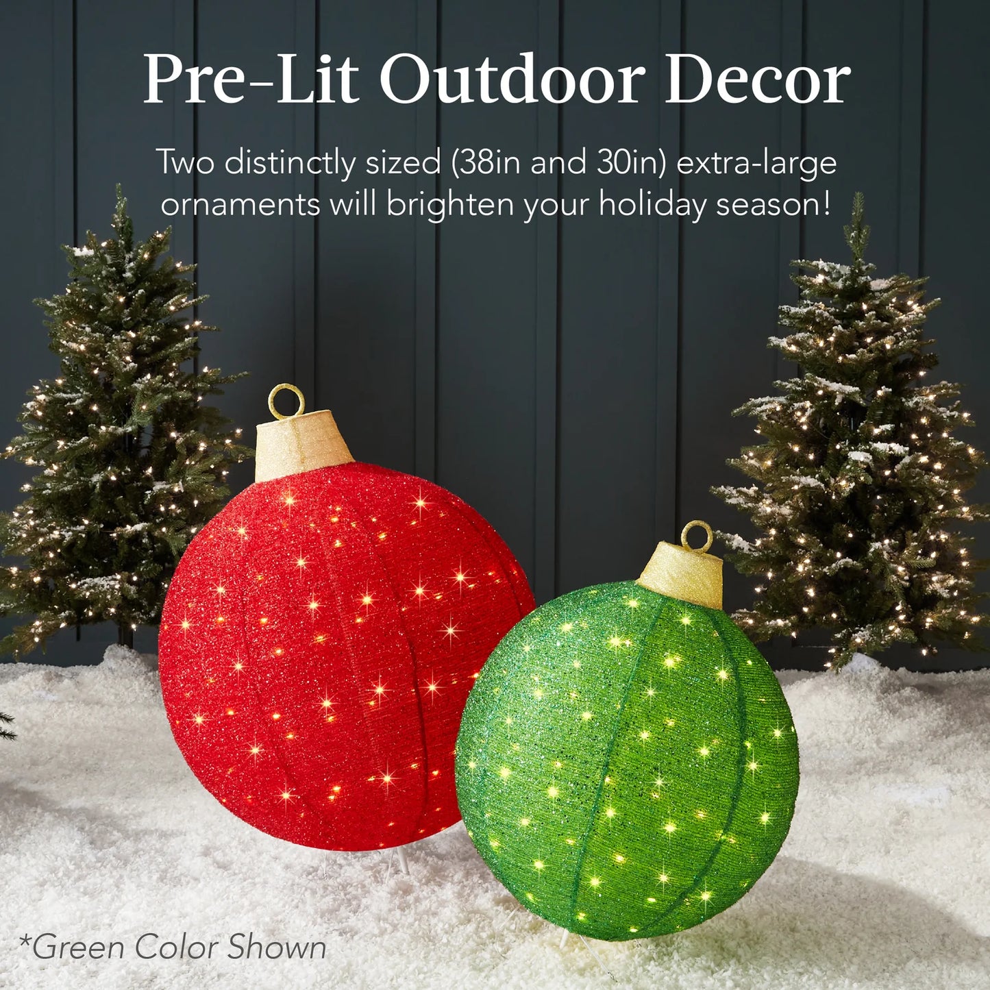 2pc Lighted Pop-Up Christmas Ornaments Decoration w/ 180 LED Lights, Stand 38in and 30in