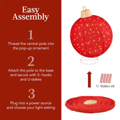 2pc Lighted Pop-Up Christmas Ornaments Decoration w/ 180 LED Lights, Stand 38in and 30in