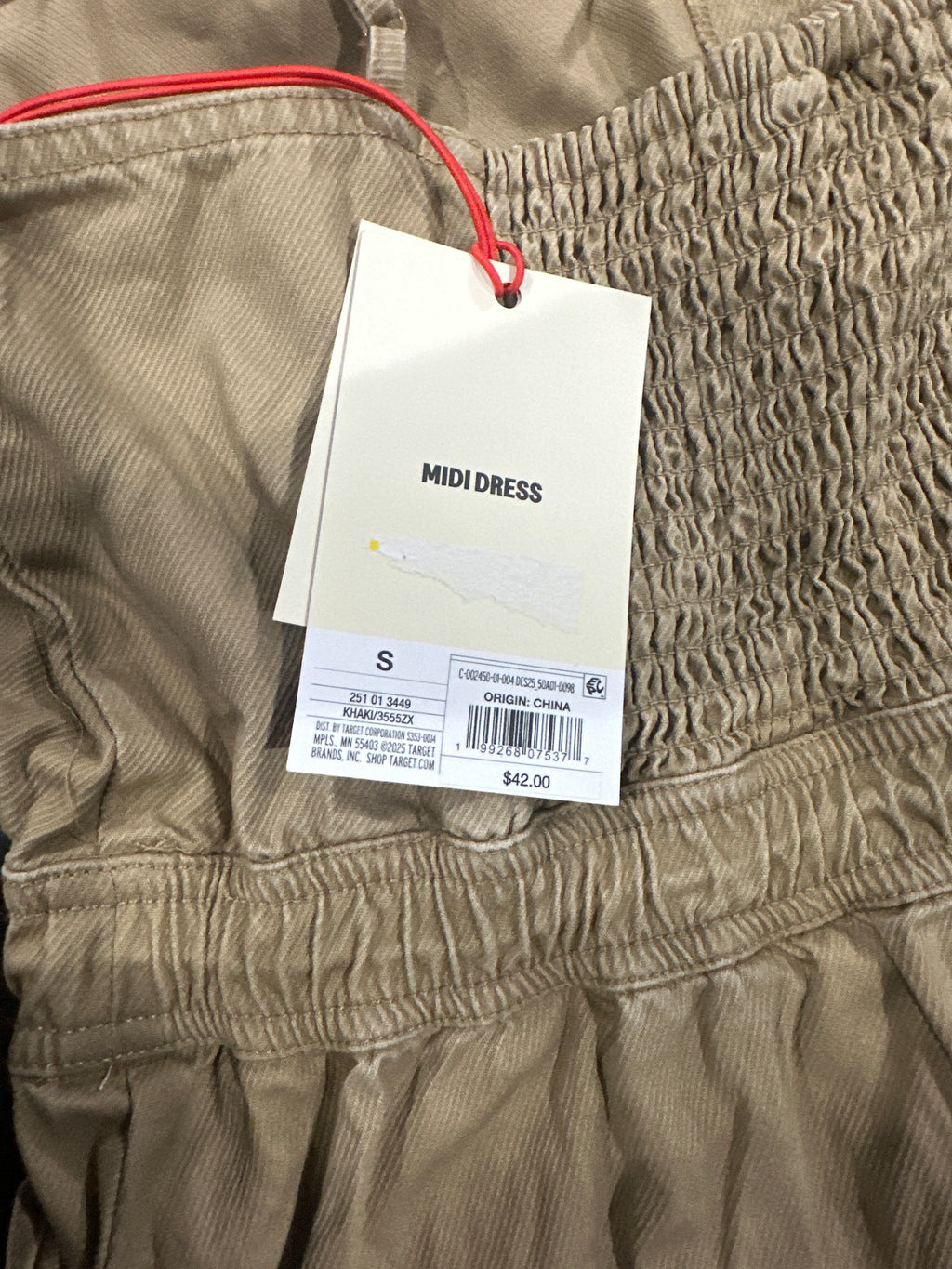 Woolrich Women's Khaki Midi Dress Utility Cargo Pocket Sleeveless