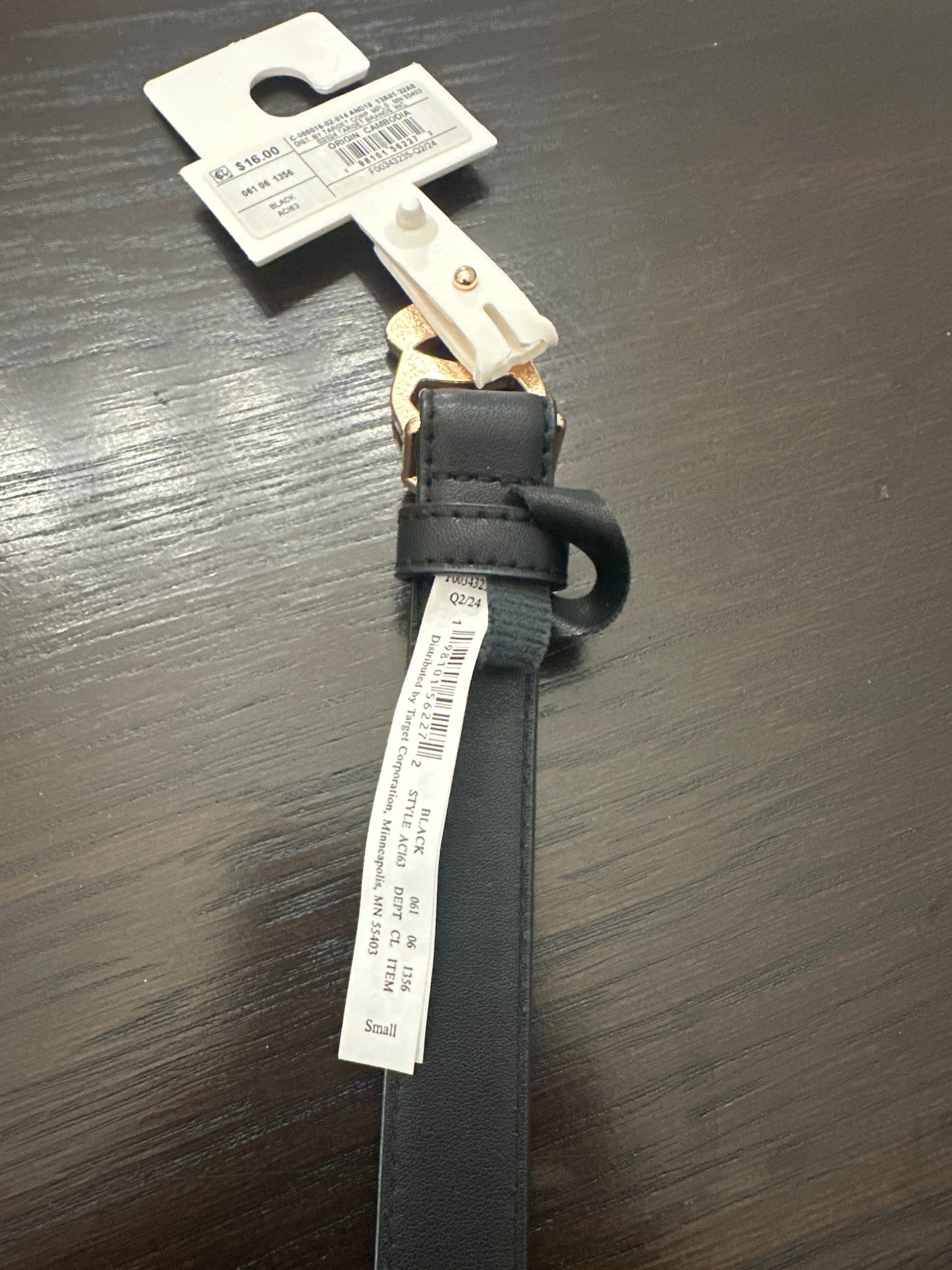 A New Day Women’s Black Belt with Gold Tone Buckle