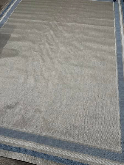9'2"x12' Tonal Border Outdoor Rug Blue - Threshold™: Stain-Resistant, Woven Polypropylene