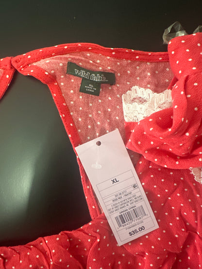 Women's Red Polka Dot Flutter Sleeve Maxi Dress