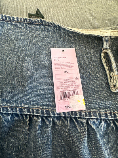 Wild Fable Women's Denim Peplum Tank Top Light Wash Tie Strap