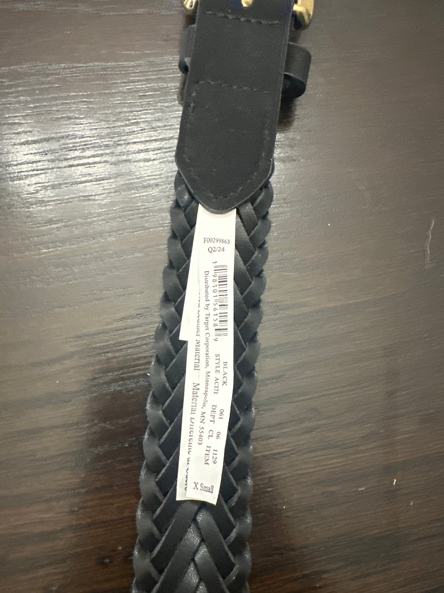 Universal Thread™ Braided Faux Leather Belt – Black with Brass-Tone Buckle