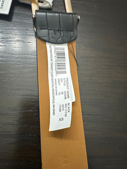 A New Day™ Croc-Embossed Faux Leather Belt – Black with Gold-Tone Buckle