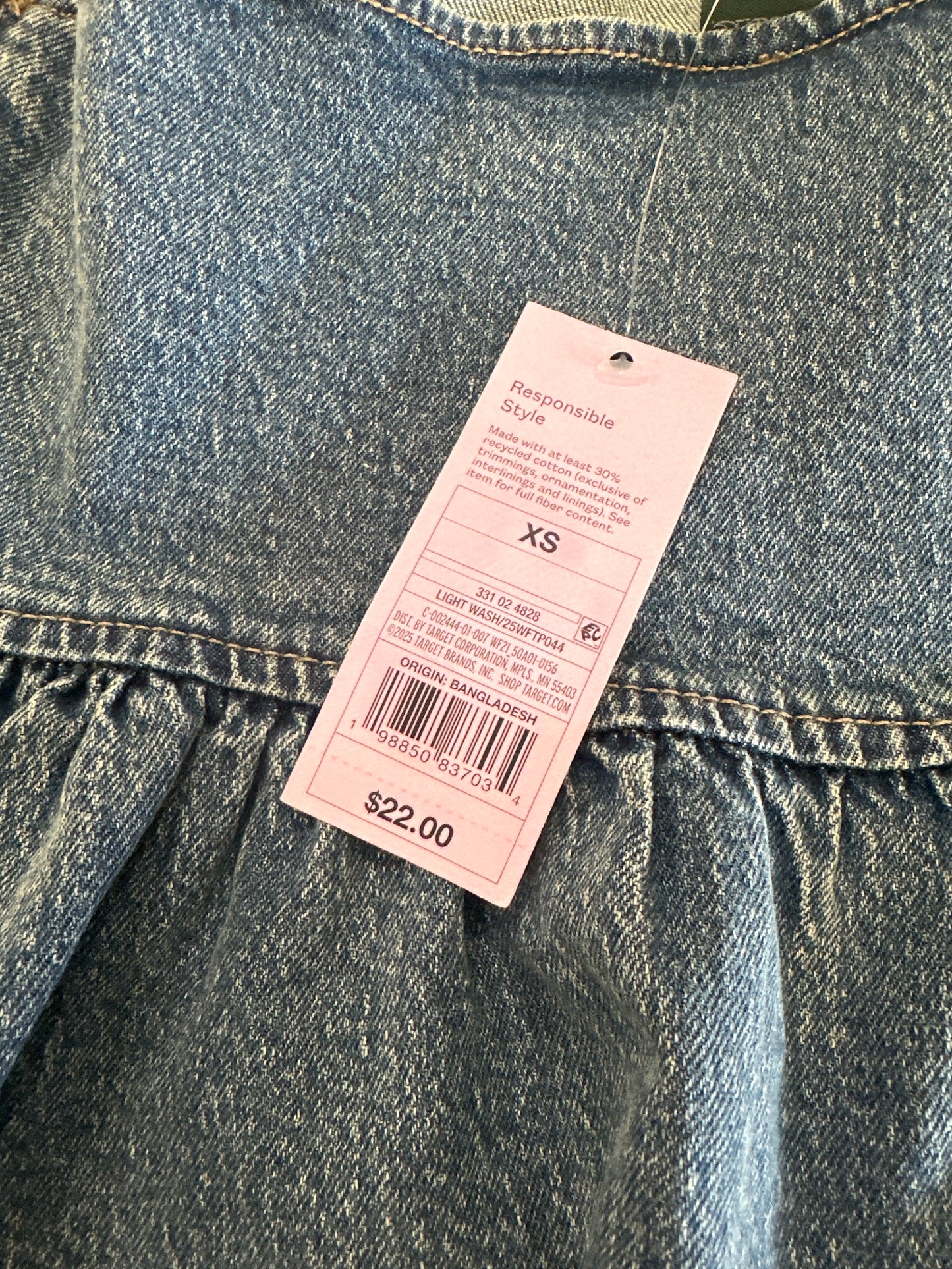 Wild Fable Women's Denim Peplum Tank Top Light Wash Tie Strap